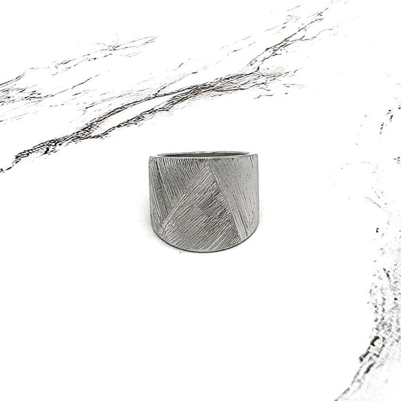 Bianca Milano 925 Sterling Silver Basketweave Cocktail Band Ring Size 6 - Picture 1 of 5